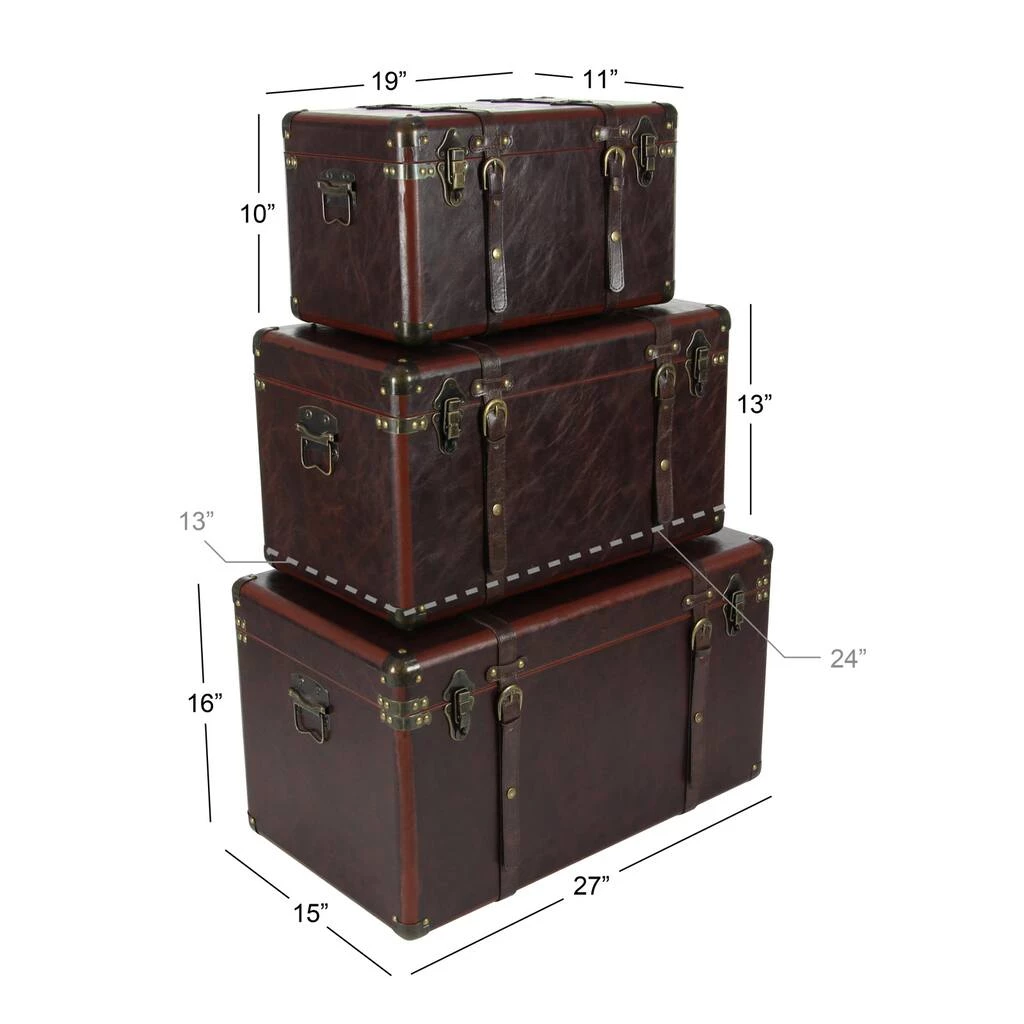 Cheapest π₯ Set of 3" Brown Leather Traditional Trunk, 19", 24", 27" by Ivory and Iris π 9 Cheapest π₯ Set of 3" Brown Leather Traditional Trunk, 19", 24", 27" by Ivory and Iris π - Image 9