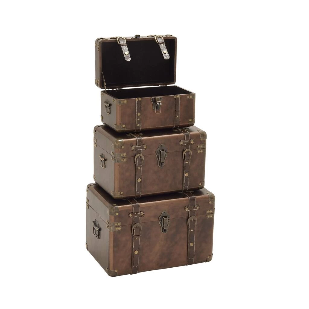 Buy β Set of 3" Brown Leather Traditional Trunk, 18", 16", 13" by Ivory and Iris π 2 Buy β Set of 3" Brown Leather Traditional Trunk, 18", 16", 13" by Ivory and Iris π - Image 2