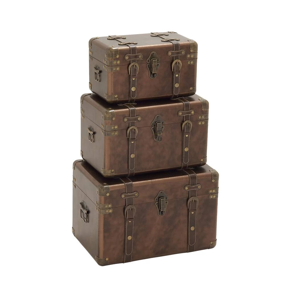 Buy β Set of 3" Brown Leather Traditional Trunk, 18", 16", 13" by Ivory and Iris π 3 Buy β Set of 3" Brown Leather Traditional Trunk, 18", 16", 13" by Ivory and Iris π - Image 3