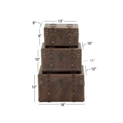 Buy β Set of 3" Brown Leather Traditional Trunk, 18", 16", 13" by Ivory and Iris π 12 Buy β Set of 3" Brown Leather Traditional Trunk, 18", 16", 13" by Ivory and Iris π -Cheap Ivory and Iris Store D504132S 6