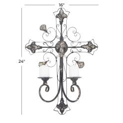 Coupon 😀 Black Iron French Country Wall Decor, 24" x 16" x 6" by Ivory and Iris ⌛ -Cheap Ivory and Iris Store D504135S 7