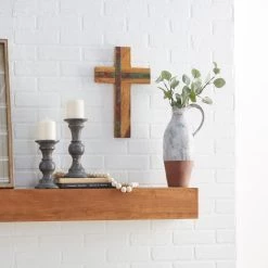 Flash Sale 🎁 Brown Wood Industrial Cross Wall Decor, 20" x 12" x 2" by Ivory and Iris 💯 -Cheap Ivory and Iris Store D504146S 11