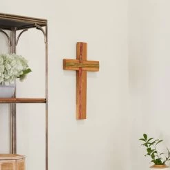 Flash Sale 🎁 Brown Wood Industrial Cross Wall Decor, 20" x 12" x 2" by Ivory and Iris 💯 -Cheap Ivory and Iris Store D504146S 12