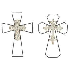 Buy 🎉 Set of 2 Black Metal Traditional Cross Wall Decor, 14" x 19" by Ivory and Iris 🎉