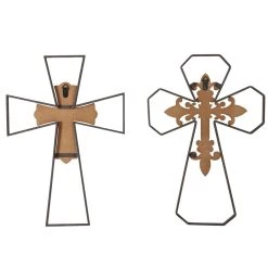 Buy 🎉 Set of 2 Black Metal Traditional Cross Wall Decor, 14" x 19" by Ivory and Iris 🎉 -Cheap Ivory and Iris Store D504152S 5