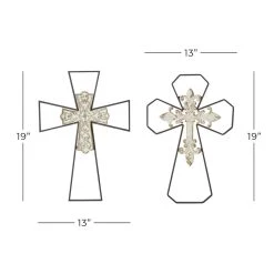 Buy 🎉 Set of 2 Black Metal Traditional Cross Wall Decor, 14" x 19" by Ivory and Iris 🎉 -Cheap Ivory and Iris Store D504152S 6
