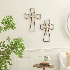 Buy 🎉 Set of 2 Black Metal Traditional Cross Wall Decor, 14" x 19" by Ivory and Iris 🎉 -Cheap Ivory and Iris Store D504152S 7