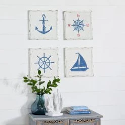 Buy ❤️ Set of 4 White Metal Coastal Wall Decor, 12" x 12" by Ivory and Iris 🤩 15 Buy ❤️ Set of 4 White Metal Coastal Wall Decor, 12" x 12" by Ivory and Iris 🤩 -Cheap Ivory and Iris Store D504191S 8