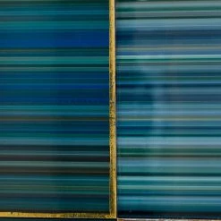 Best Pirce 🎉 Blue Contemporary Abstract Wood Wall Decor, 24" x 48" by Ivory and Iris 😀 -Cheap Ivory and Iris Store D506316S 9