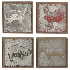 Best Sale βοΈ Set of 4 Grey Metal Farmhouse Farm Animals Wall Decor, 15" x 15" by Ivory and Iris π