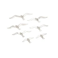 Coupon β Set of 7 Silver Aluminum Coastal Birds Wall Decor, 16" x 4" by Ivory and Iris π