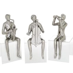 Cheap Ivory and Iris Store 31 New π Set of 3 Silver Porcelain Traditional Musician Sculpture, 4" x 9.5" by Ivory and Iris π