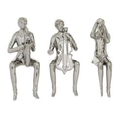 New π Set of 3 Silver Porcelain Traditional Musician Sculpture, 4" x 9.5" by Ivory and Iris π 11 New π Set of 3 Silver Porcelain Traditional Musician Sculpture, 4" x 9.5" by Ivory and Iris π -Cheap Ivory and Iris Store D506367S 3