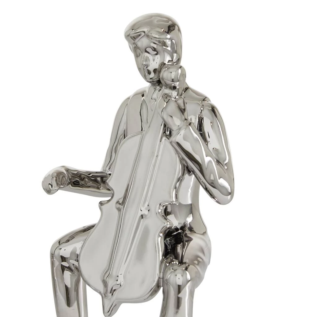 New π Set of 3 Silver Porcelain Traditional Musician Sculpture, 4" x 9.5" by Ivory and Iris π 5 New π Set of 3 Silver Porcelain Traditional Musician Sculpture, 4" x 9.5" by Ivory and Iris π - Image 5