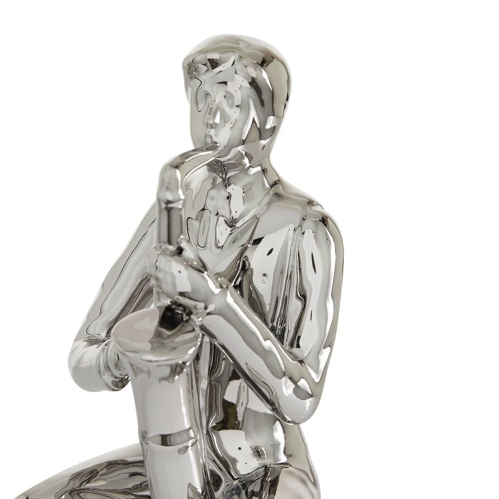 New π Set of 3 Silver Porcelain Traditional Musician Sculpture, 4" x 9.5" by Ivory and Iris π 6 New π Set of 3 Silver Porcelain Traditional Musician Sculpture, 4" x 9.5" by Ivory and Iris π - Image 6