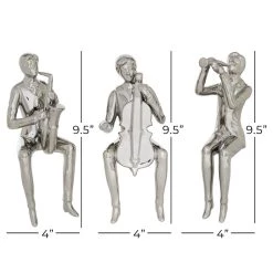 New π Set of 3 Silver Porcelain Traditional Musician Sculpture, 4" x 9.5" by Ivory and Iris π 16 New π Set of 3 Silver Porcelain Traditional Musician Sculpture, 4" x 9.5" by Ivory and Iris π -Cheap Ivory and Iris Store D506367S 8