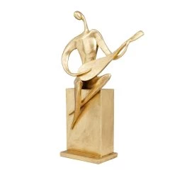 Best Pirce π₯° Gold Polystone Contemporary Sculpture, 20" x 11" x 7" by Ivory and Iris βοΈ