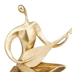 Best Pirce 🥰 Gold Polystone Contemporary Sculpture, 20" x 11" x 7" by Ivory and Iris ✔️ -Cheap Ivory and Iris Store D506375S 3