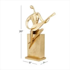 Best Pirce 🥰 Gold Polystone Contemporary Sculpture, 20" x 11" x 7" by Ivory and Iris ✔️ -Cheap Ivory and Iris Store D506375S 6