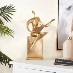 Best Pirce 🥰 Gold Polystone Contemporary Sculpture, 20" x 11" x 7" by Ivory and Iris ✔️ -Cheap Ivory and Iris Store D506375S 7