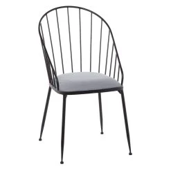 Cheap 😉 Black Fabric and Metal Dining Chair, 37" x 21" x 24" by Ivory and Iris 🌟