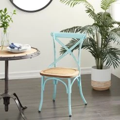 Hot Sale 😀 Blue Iron Farmhouse Dining Chair, 35" x 20" x 20" by Ivory and Iris 👏 -Cheap Ivory and Iris Store D506406S 8