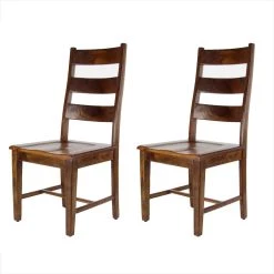 Best reviews of 🎉 Brown Mango Wood Rustic Set of 2" Dining Chairs, 42" x 20" x 22" by Ivory and Iris 🔥 -Cheap Ivory and Iris Store D506409S 7