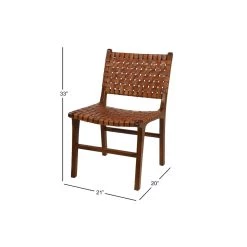 New π Brown Leather and Teak Contemporary Dining Chair, 33" x 21" x 20" by Ivory and Iris 𧨠13 New π Brown Leather and Teak Contemporary Dining Chair, 33" x 21" x 20" by Ivory and Iris 𧨠-Cheap Ivory and Iris Store D506410S 6