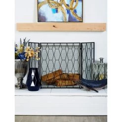 Best deal 😀 Black Metal Contemporary Fireplace Screen, 31" x 51" x 1" by Ivory and Iris ✨ -Cheap Ivory and Iris Store D506502S 6
