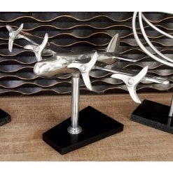 Best Sale 🥰 Silver Aluminum Sculpture, Airplane 11" x 12" x 16" by Ivory and Iris ✔️ -Cheap Ivory and Iris Store D506557S 10