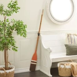 New 🌟 Coastal Brown and Orange Wood Oar Wall Art, 61" x 6" x 2" by Ivory and Iris 🎉 -Cheap Ivory and Iris Store D507742S 8