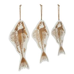 Brand new π Set of 3 White Wood Coastal Fish Wall Decor, 22", 26", 30" by Ivory and Iris βοΈ
