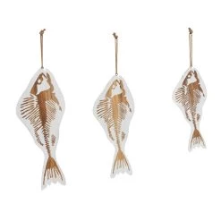Brand new 😉 Set of 3 White Wood Coastal Fish Wall Decor, 22", 26", 30" by Ivory and Iris ✔️ -Cheap Ivory and Iris Store D507755S 6