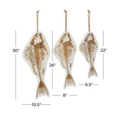 Brand new 😉 Set of 3 White Wood Coastal Fish Wall Decor, 22", 26", 30" by Ivory and Iris ✔️ -Cheap Ivory and Iris Store D507755S 7