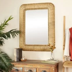 Brand new 🤩 Brown Iron Bohemian Wall Mirror, 40" x 32" x 3" by Ivory and Iris 👏 -Cheap Ivory and Iris Store D507960S 6