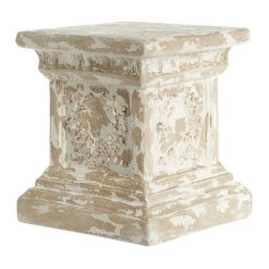 Discount 👍 Beige Vintage Resin Accent Table, 17" x 16" by Ivory and Iris 💯