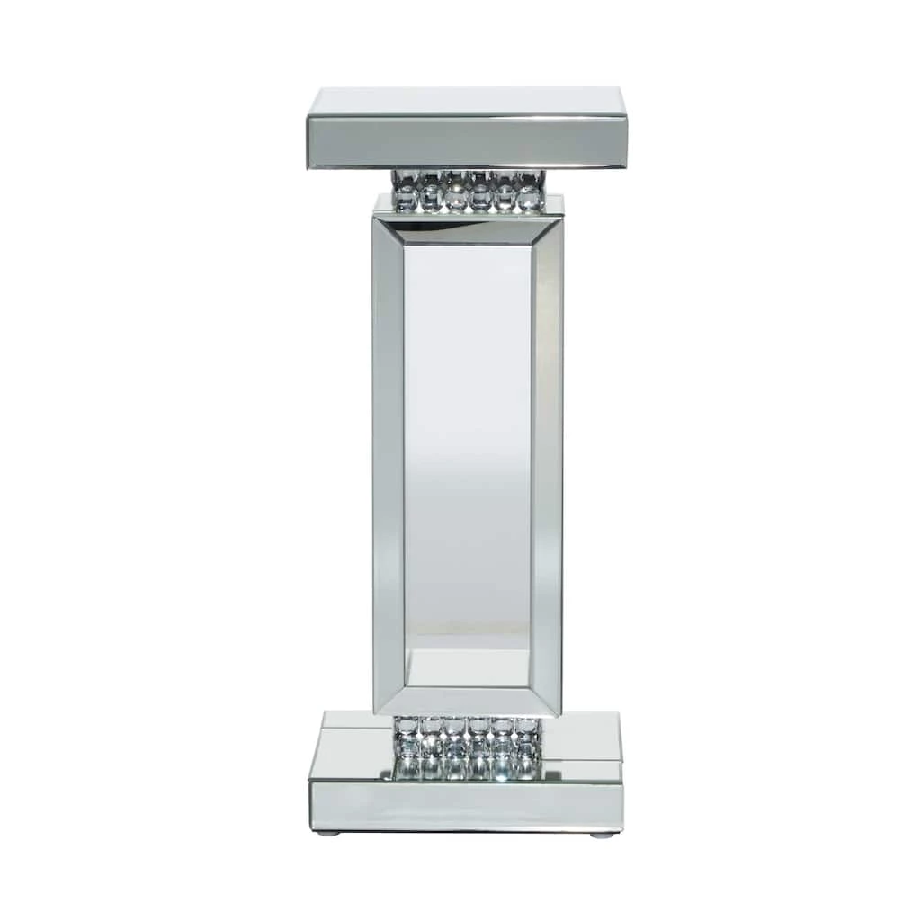 Budget ✨ Silver MDF Wood Glam Pedestal Table, 12" x 12" x 28" by Ivory and Iris ⭐ 3 Budget ✨ Silver MDF Wood Glam Pedestal Table, 12" x 12" x 28" by Ivory and Iris ⭐ - Image 3