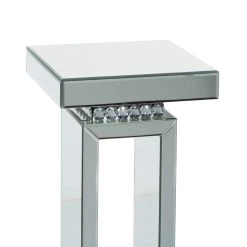 Budget ✨ Silver MDF Wood Glam Pedestal Table, 12" x 12" x 28" by Ivory and Iris ⭐ 12 Budget ✨ Silver MDF Wood Glam Pedestal Table, 12" x 12" x 28" by Ivory and Iris ⭐ -Cheap Ivory and Iris Store D507978S 5