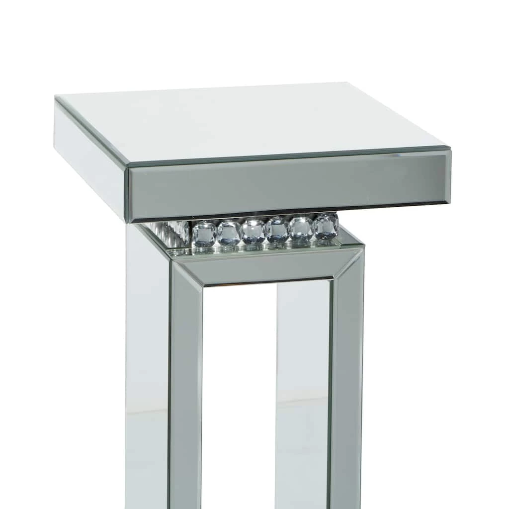 Budget ✨ Silver MDF Wood Glam Pedestal Table, 12" x 12" x 28" by Ivory and Iris ⭐ 5 Budget ✨ Silver MDF Wood Glam Pedestal Table, 12" x 12" x 28" by Ivory and Iris ⭐ - Image 5