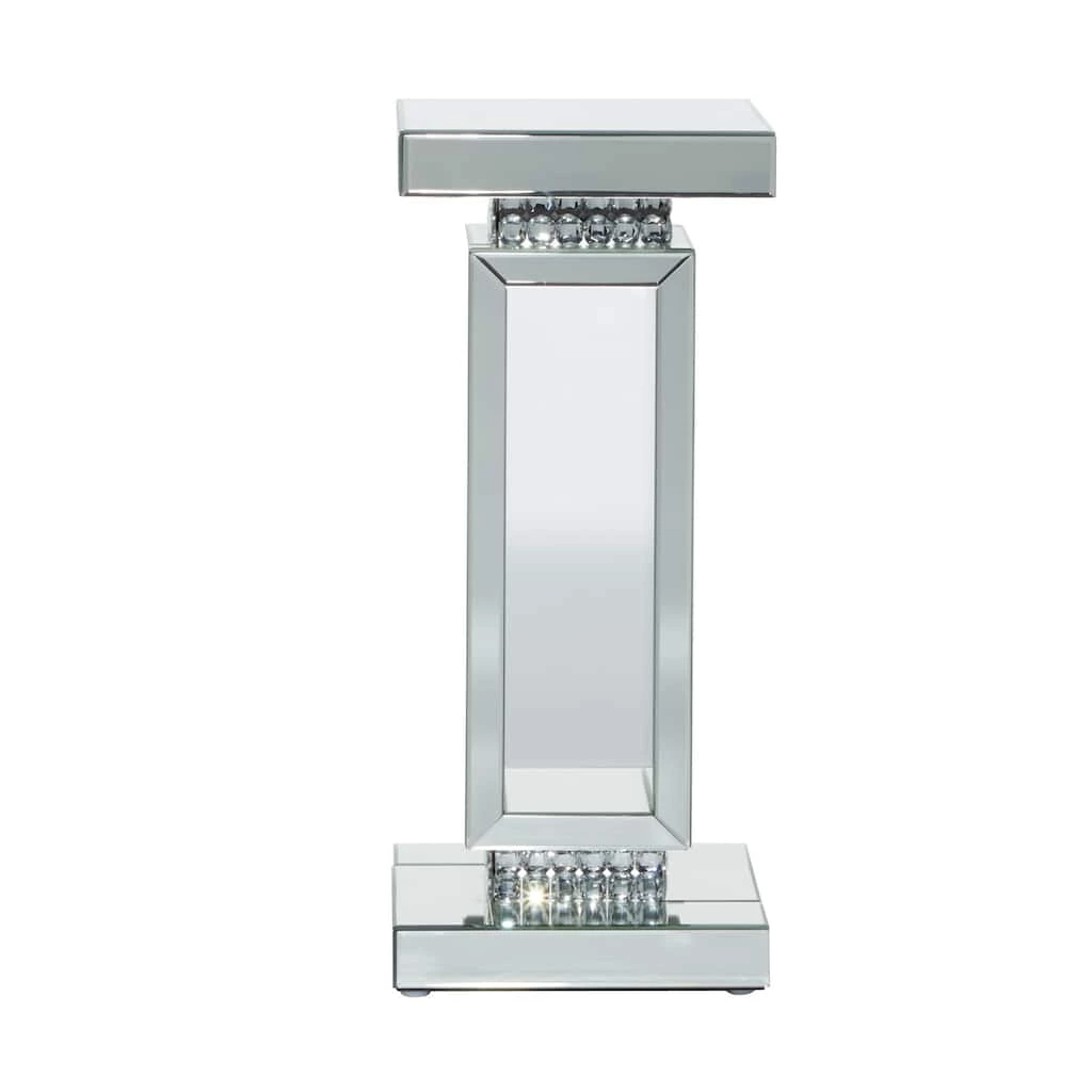 Budget ✨ Silver MDF Wood Glam Pedestal Table, 12" x 12" x 28" by Ivory and Iris ⭐ 6 Budget ✨ Silver MDF Wood Glam Pedestal Table, 12" x 12" x 28" by Ivory and Iris ⭐ - Image 6