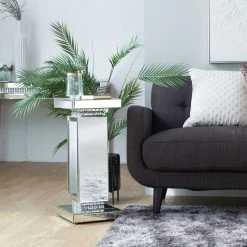 Budget ✨ Silver MDF Wood Glam Pedestal Table, 12" x 12" x 28" by Ivory and Iris ⭐ 15 Budget ✨ Silver MDF Wood Glam Pedestal Table, 12" x 12" x 28" by Ivory and Iris ⭐ -Cheap Ivory and Iris Store D507978S 8