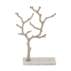 Top 10 🎉 Silver Metal Tree Branch Jewelry Stand With Marble Base, 13" x 9" x 3" by Ivory and Iris ✔️