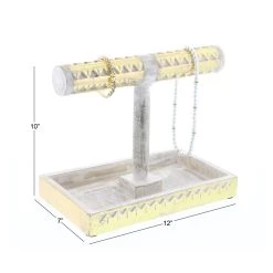 Top 10 ⭐ Natural Themed Gold and White Wood Jewelry Stand, 10" x 12" x 7" by Ivory and Iris 🎁 -Cheap Ivory and Iris Store D508109S 7