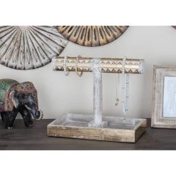 Top 10 ⭐ Natural Themed Gold and White Wood Jewelry Stand, 10" x 12" x 7" by Ivory and Iris 🎁 -Cheap Ivory and Iris Store D508109S 8