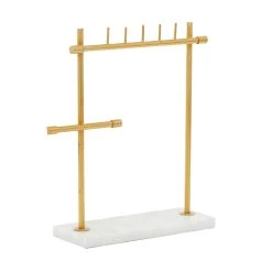 Best deal ❤️ Gold Marble Modern Jewelry Stand, 13" x 12" x 4" by Ivory and Iris 😉