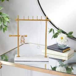 Best deal ❤️ Gold Marble Modern Jewelry Stand, 13" x 12" x 4" by Ivory and Iris 😉 -Cheap Ivory and Iris Store D508112S 10