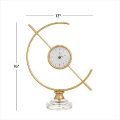 Best Pirce 🤩 Gold Iron Modern Clock, 16" x 13" x 5" by Ivory and Iris 💯 -Cheap Ivory and Iris Store D508193S 7