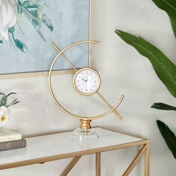 Best Pirce 🤩 Gold Iron Modern Clock, 16" x 13" x 5" by Ivory and Iris 💯 -Cheap Ivory and Iris Store D508193S 8