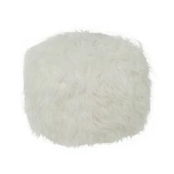 New 🎉 White Polyester Contemporary Stool, 20" x 23" x 22" by Ivory and Iris 🥰