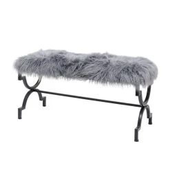 Promo 😍 Gray Iron Contemporary Bench, 20" x 17" x 42" by Ivory and Iris ⭐